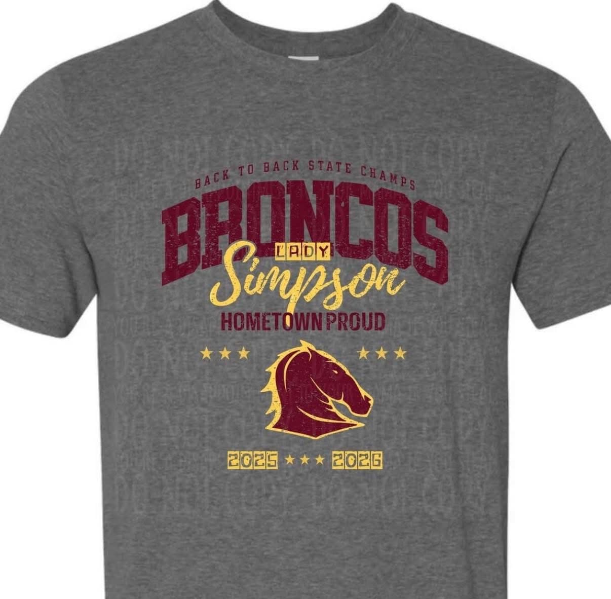Lady Simpson Broncos State Champs Shirt 2025–2026 | Hometown Proud Broncos Fan Tee